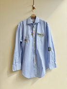 Gold, Grass, and Cobalt | Embroidered Blue Gingham Button Down (Reworked) - Made X Hudson