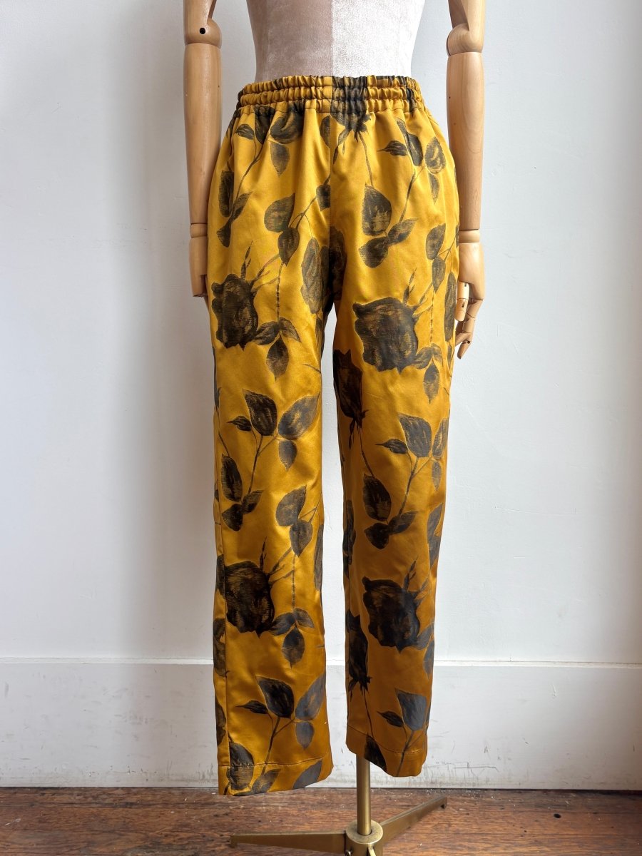 Honey Gold and Black Rose Jacquard Joggers - Made X Hudson