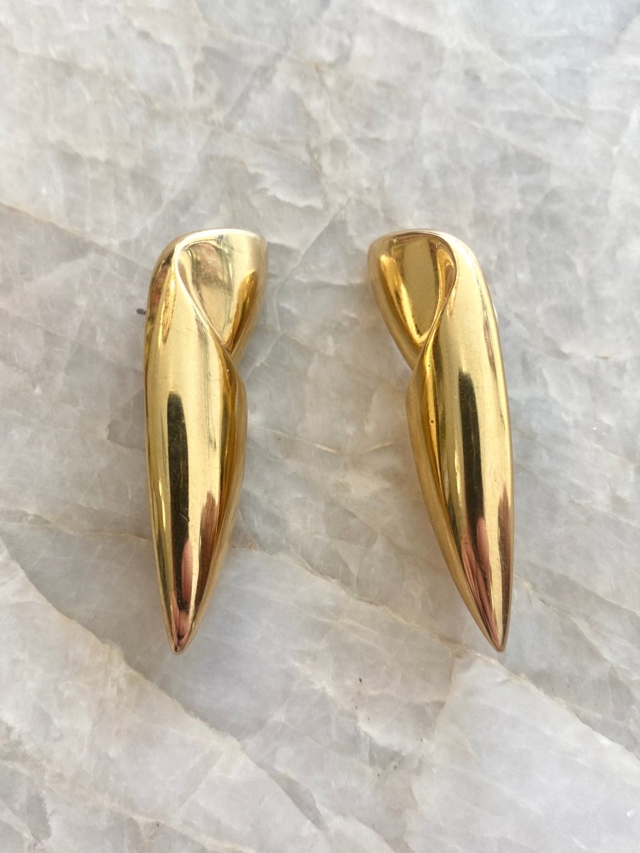 Large Pointy Twist Ribbon Earrings (Vintage) - Made X Hudson