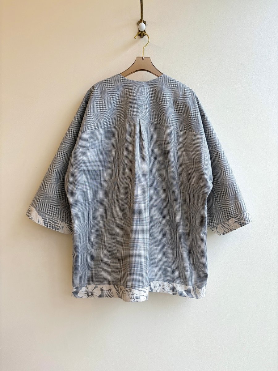 Grey & White Tropical Plaid Reversible Chore Jacket - Made X Hudson