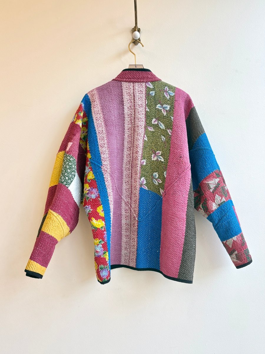 Reversible Ladhiya Quilted Jacket in Colors Green, Black, Mustard, Wine & Mauve, Blue, Grey, Mustard - Made X Hudson