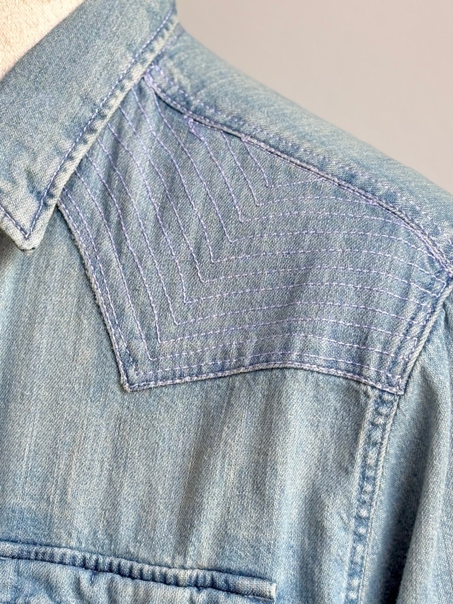 Lavender Top - Stitch Multi - Pocket Denim Shirtjacket (Reworked) - Made X Hudson