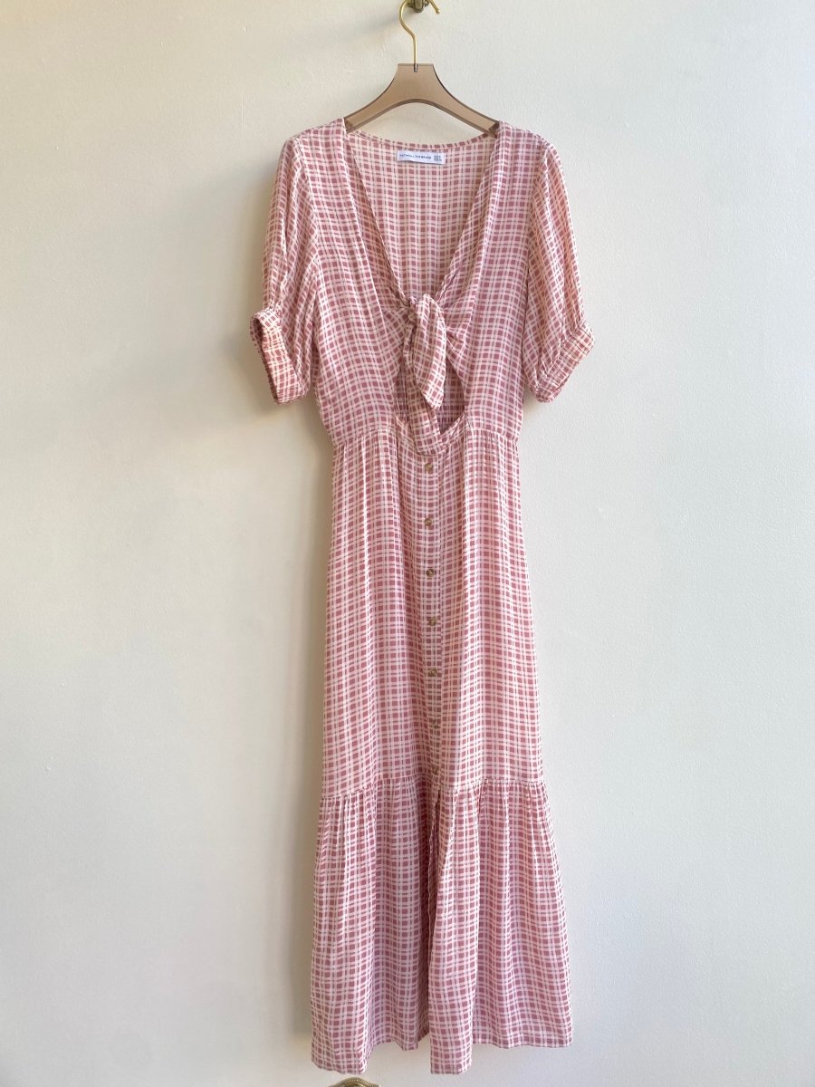 Faithfull the Brand | Blush Gingham Tie Bust Button Up Dress (Vintage) - Made X Hudson