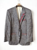 Brilliant Red and Blue Embroidered Twill Striped Vintage Blazer (Reworked) - Made X Hudson