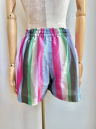 Pink, Black, Green, Cream & Blue Stripe Town Shorts - Made X Hudson