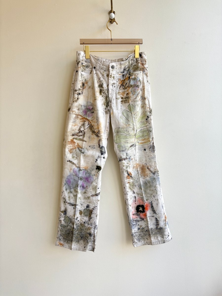 Orange, Violet & Olive Eco Printed & Hand Drawn Wide Leg Pants (Reworked) - Made X Hudson