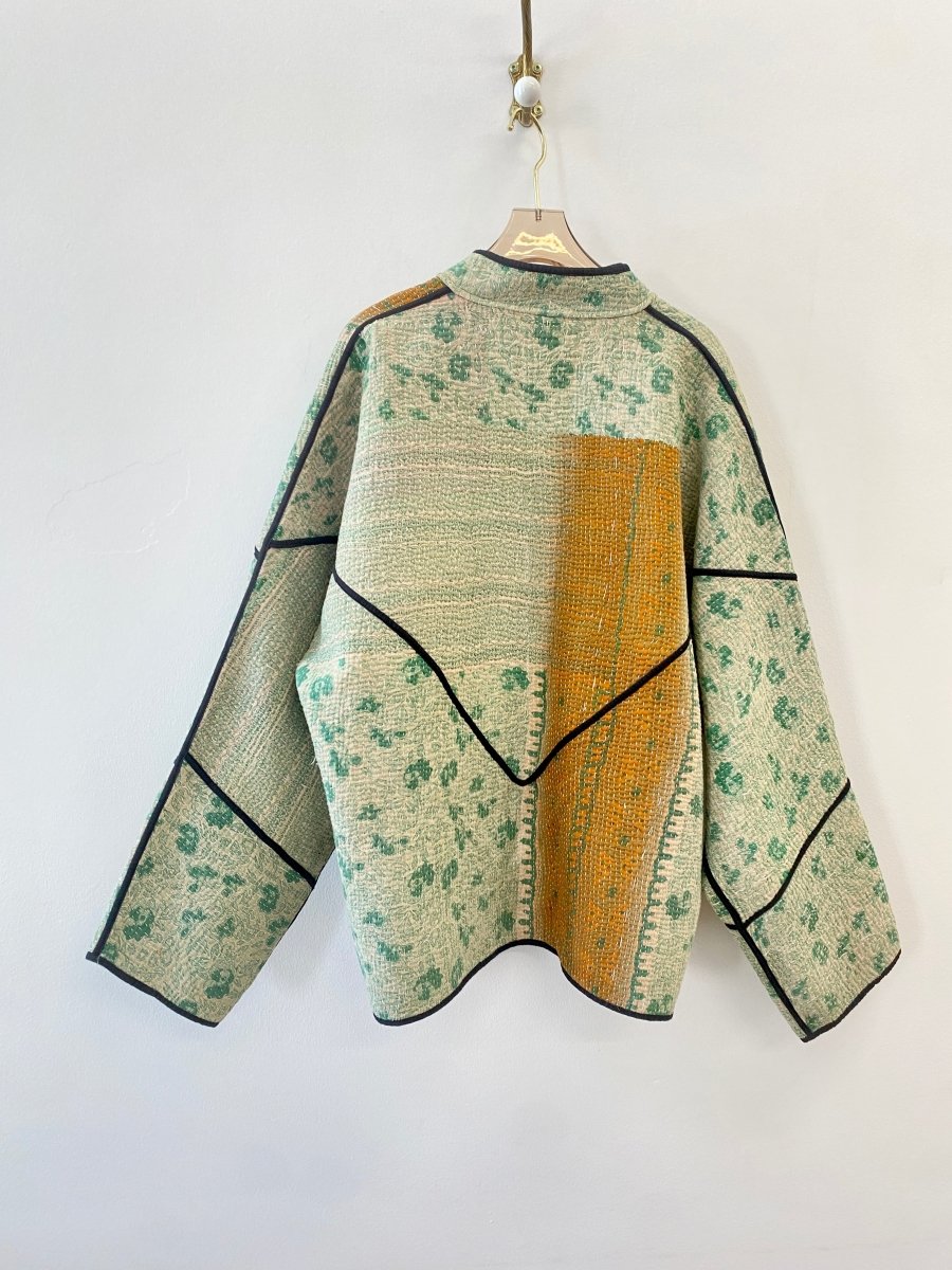 Reversible Ladhiya Quilted Jacket in Colors Orange, Pink, Blue, Green & Orange, Green, Tan - Made X Hudson