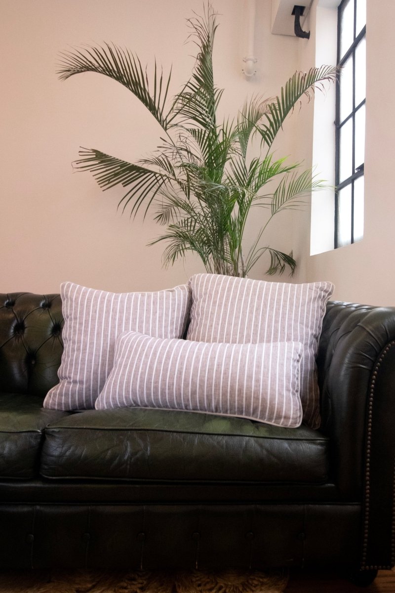 Brown & White Striped Pillows - Made X Hudson