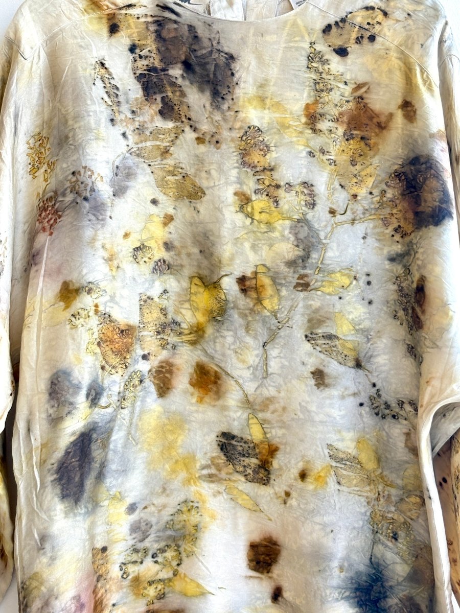 Yellow Sheen Eco Printed Dolman Sleeve Shirt (Reworked) - Made X Hudson