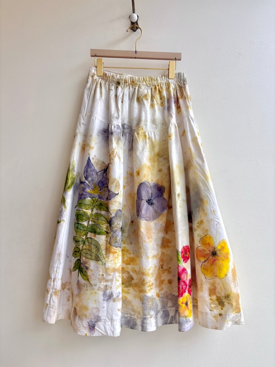 "Delphi" Citron Eco-Printed and Hand Painted Bell Skirt (Reworked) - Made X Hudson
