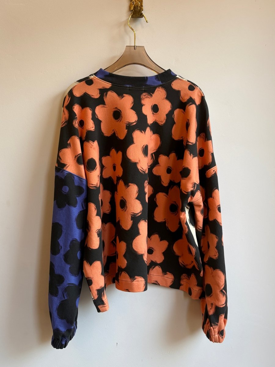 Blue, Orange & Black Flower Boxy Sweatshirt - Made X Hudson