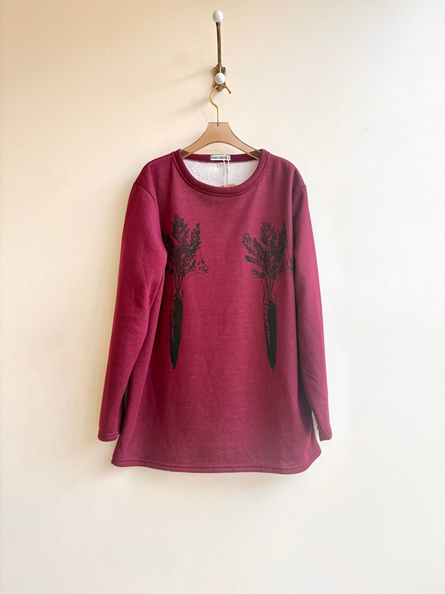 Burgundy Carrot Print Sweatshirt (Reworked) - Made X Hudson