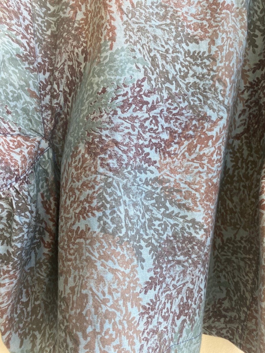 Zero Waste Gathered Sleeve Top In Blue Floral Print - Made X Hudson