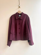 Plum Blazer with Baby Blue Flower Patch | Hand Painted (Reworked) - Made X Hudson