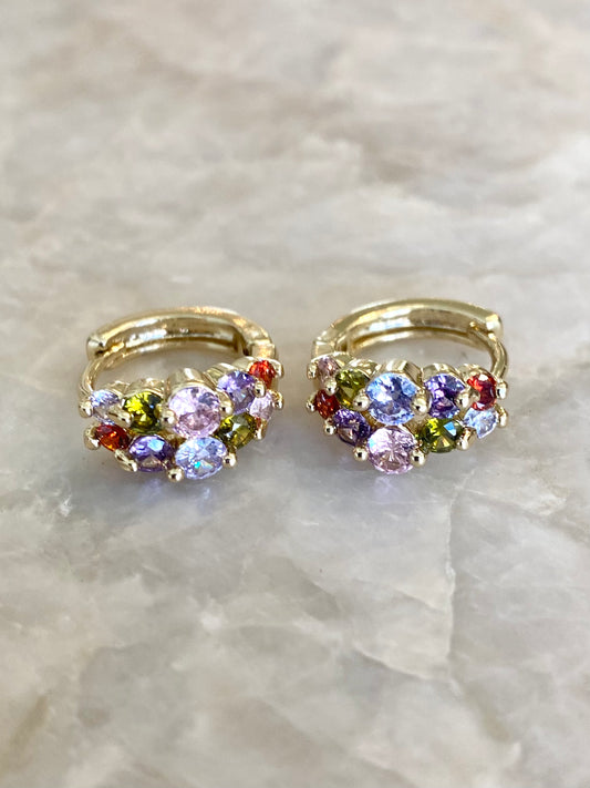 Multi Color CZ Huggies hoops