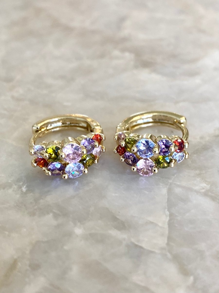 Multi Color CZ Huggies Hoops - Made X Hudson