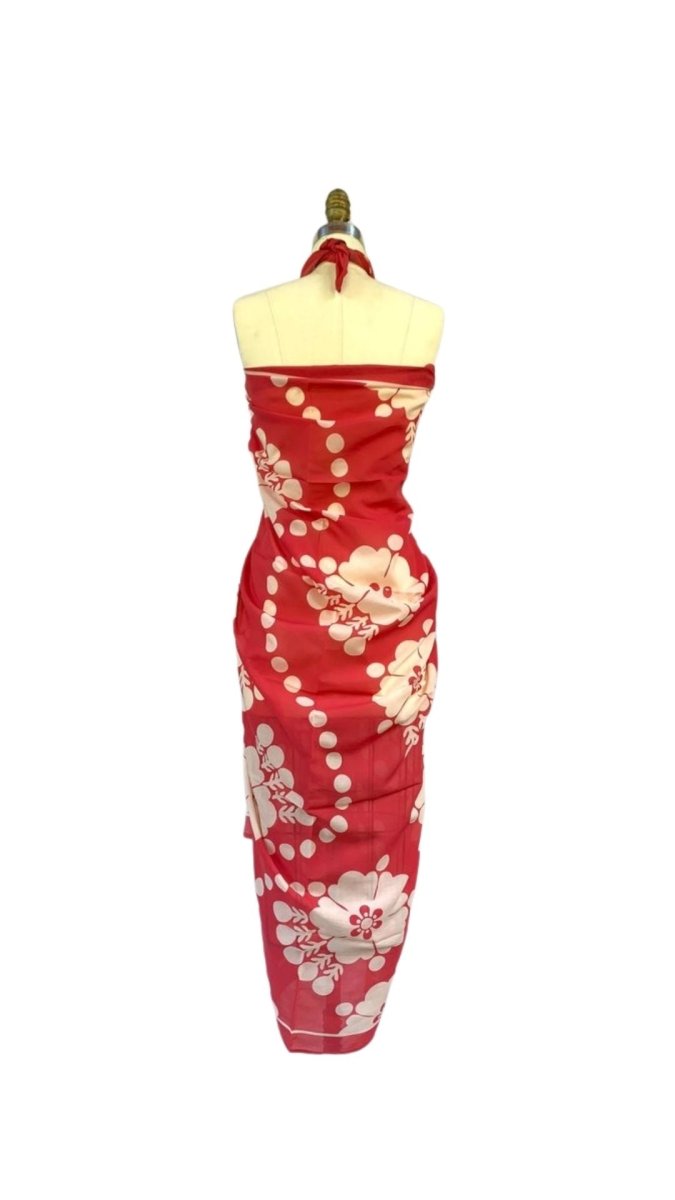 Sarong Tie Wrap Dress (Red Pareo Print) - Made X Hudson