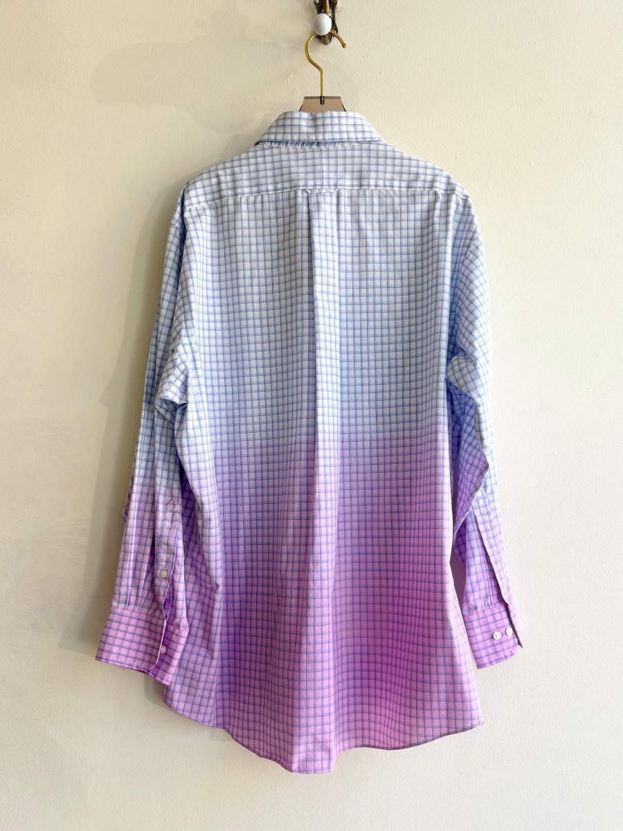 "Elton" Pink Ombre Blue Plaid Carrot Shirt (Reworked) - Made X Hudson
