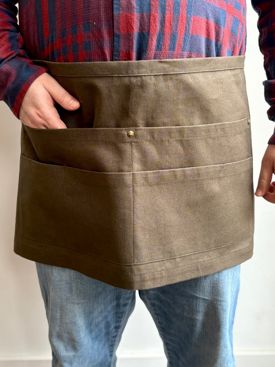 Utility Half - Apron in Moss Hemp - Cotton Blend - Made X Hudson