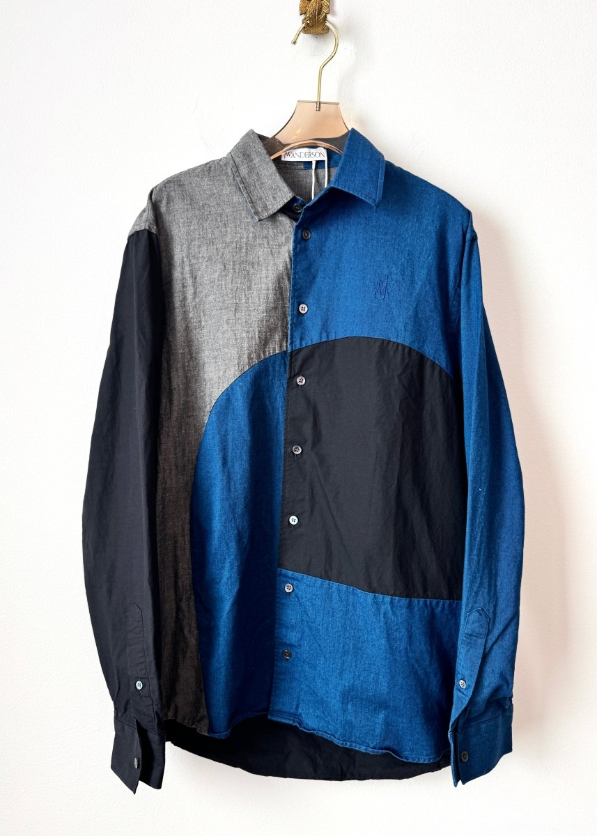 JW Anderson | Black, Navy, and Grey Color Blocked Shirt (Vintage) - Made X Hudson