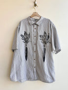 “Ally” White & Black Stripe Carrot Print Short Sleeve (Reworked) - Made X Hudson
