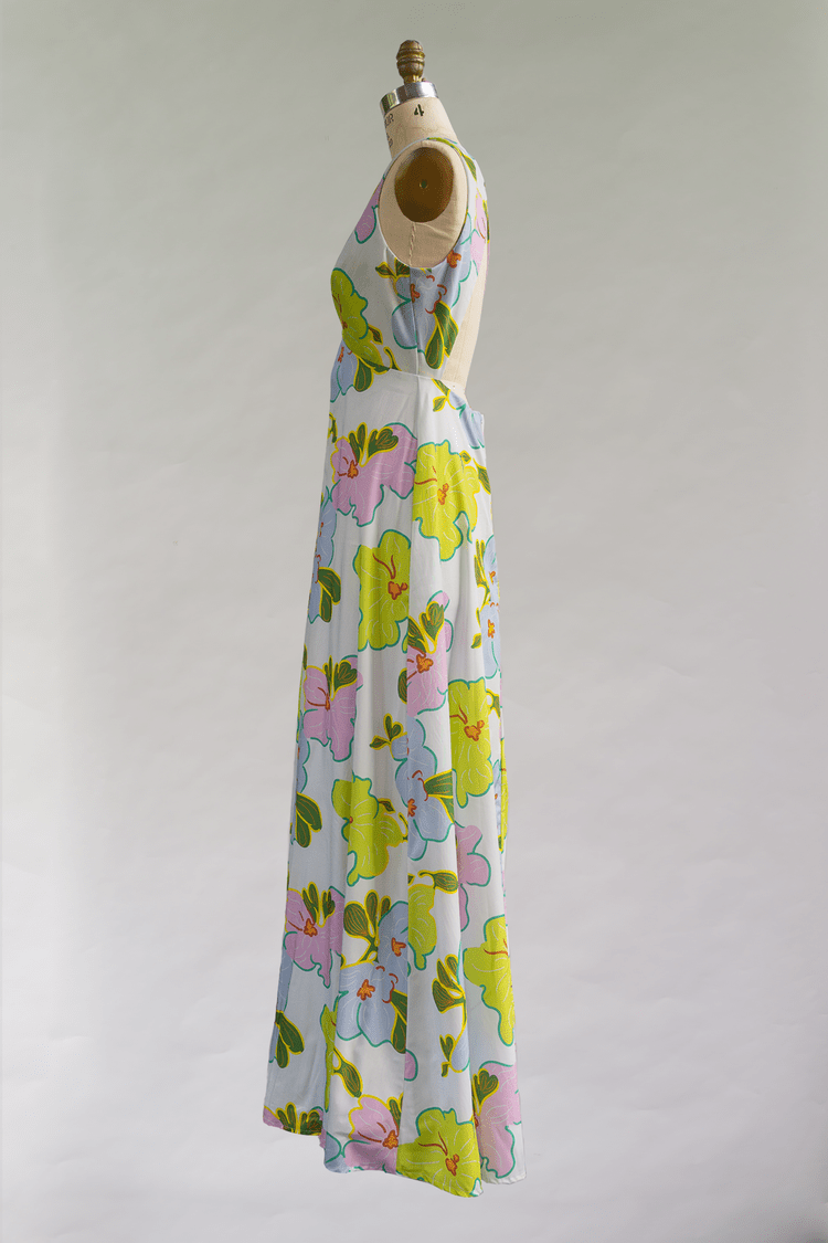 Green, Pink, & Baby Blue Floral Sleeveless “Origami” Dress - Made X Hudson