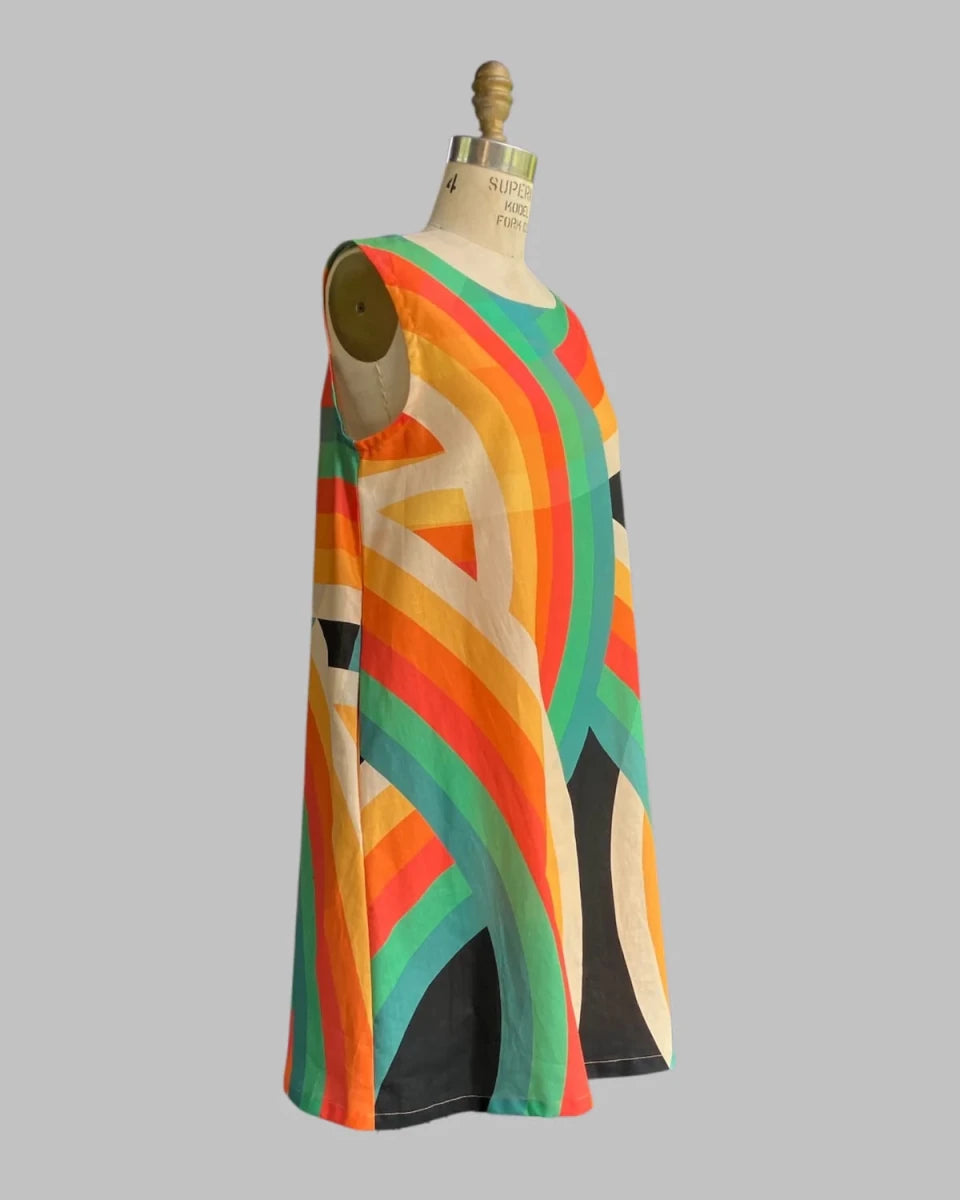 Mini Mu'u in Rainbow Black Print Sleeveless Baby Doll Dress - Made X Hudson