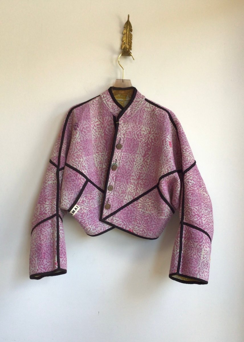 Reversible Kaira Quilted Cropped Jacket in Marigold, Sage, Cream & Blush, Mauve - Made X Hudson