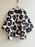 Black Flower Fleece and Sherpa Dolman Jacket - Made X Hudson
