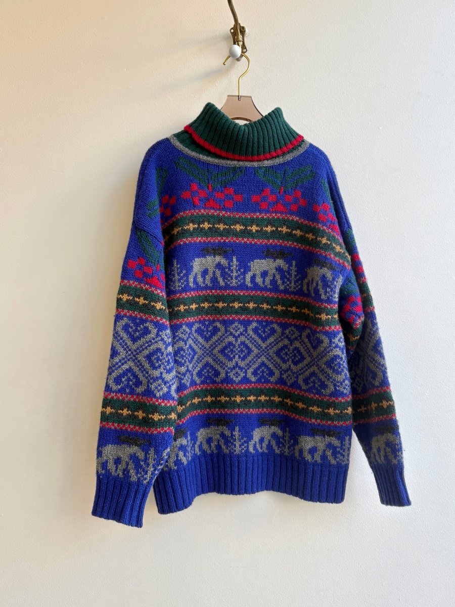 Eddie Bauer | Forest Green, Red, Blue Moose Sweater (Vintage) - Made X Hudson