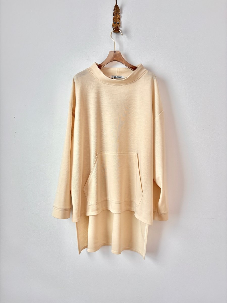 Ivory Round Neck High - Low Sweatshirt - Made X Hudson