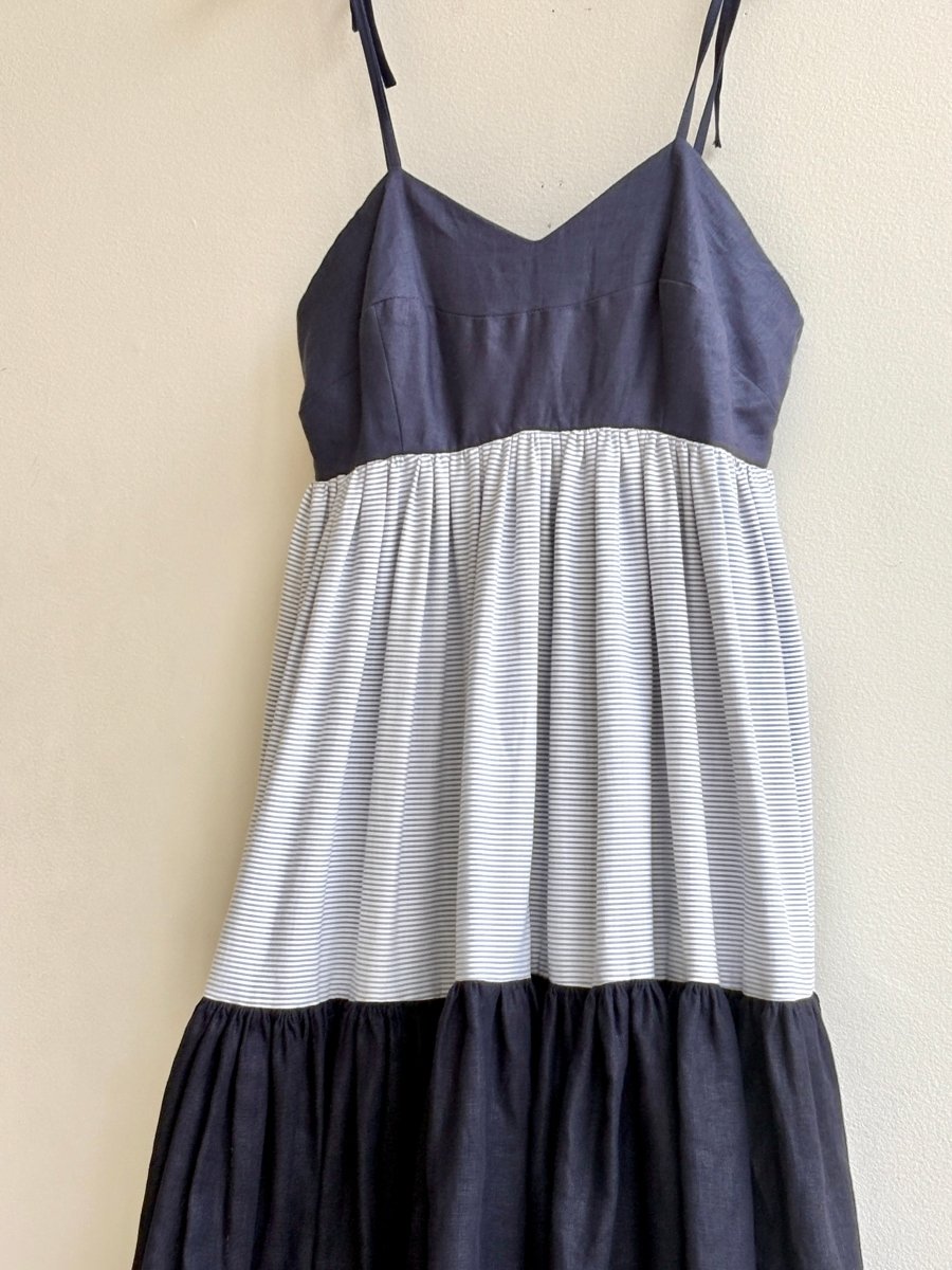 Fitted Navy Blue Tiered Dress - Made X Hudson