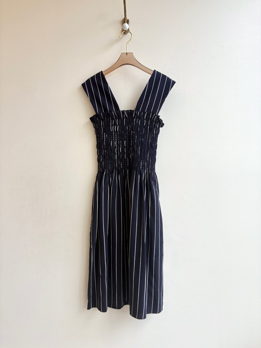 Trade Market | Navy Twill Stripe Wool Dress (Vintage) - Made X Hudson