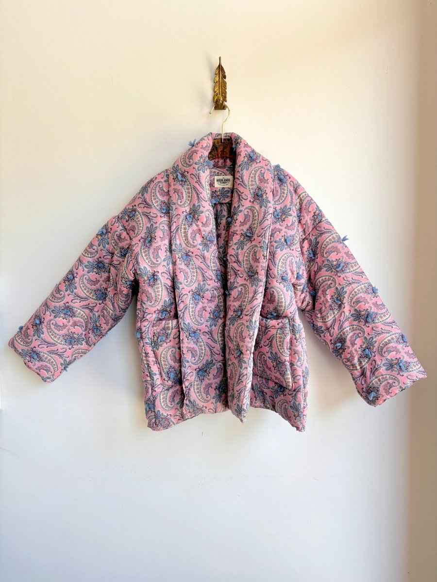 Pink Paisley Quilt Tufted Haori Jacket - Made X Hudson