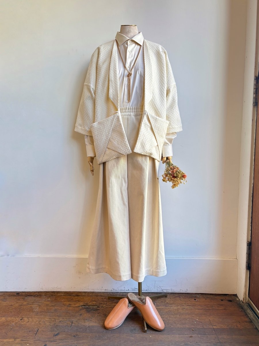 Ivory Circular Novelty Fabric Chore Jacket - Made X Hudson