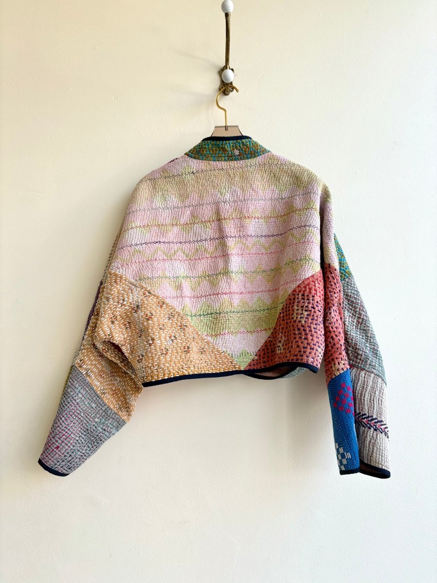 Reversible Kaira Quilted Cropped Jacket in Colors White, Pink, Blue, Green, Orange & Pink, Blue, Red, Tan, White - Made X Hudson