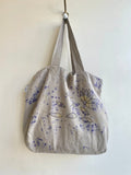Organic Linen Hand Embroidered Flower Petal & Natural Dyed Tote - Made X Hudson