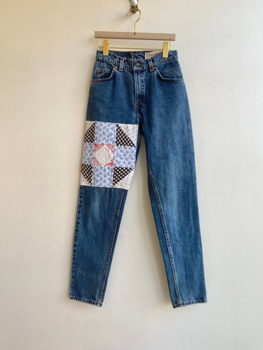 Vintage Orange Tab Levi’s w/ Red, Black, and Blue Quilted Patch Pants (Reworked) - Made X Hudson