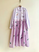 Empire Shirtwaist Dress in Lavender Dragonfly Print & Retro Umbrella Gingham (Reworked) - Made X Hudson