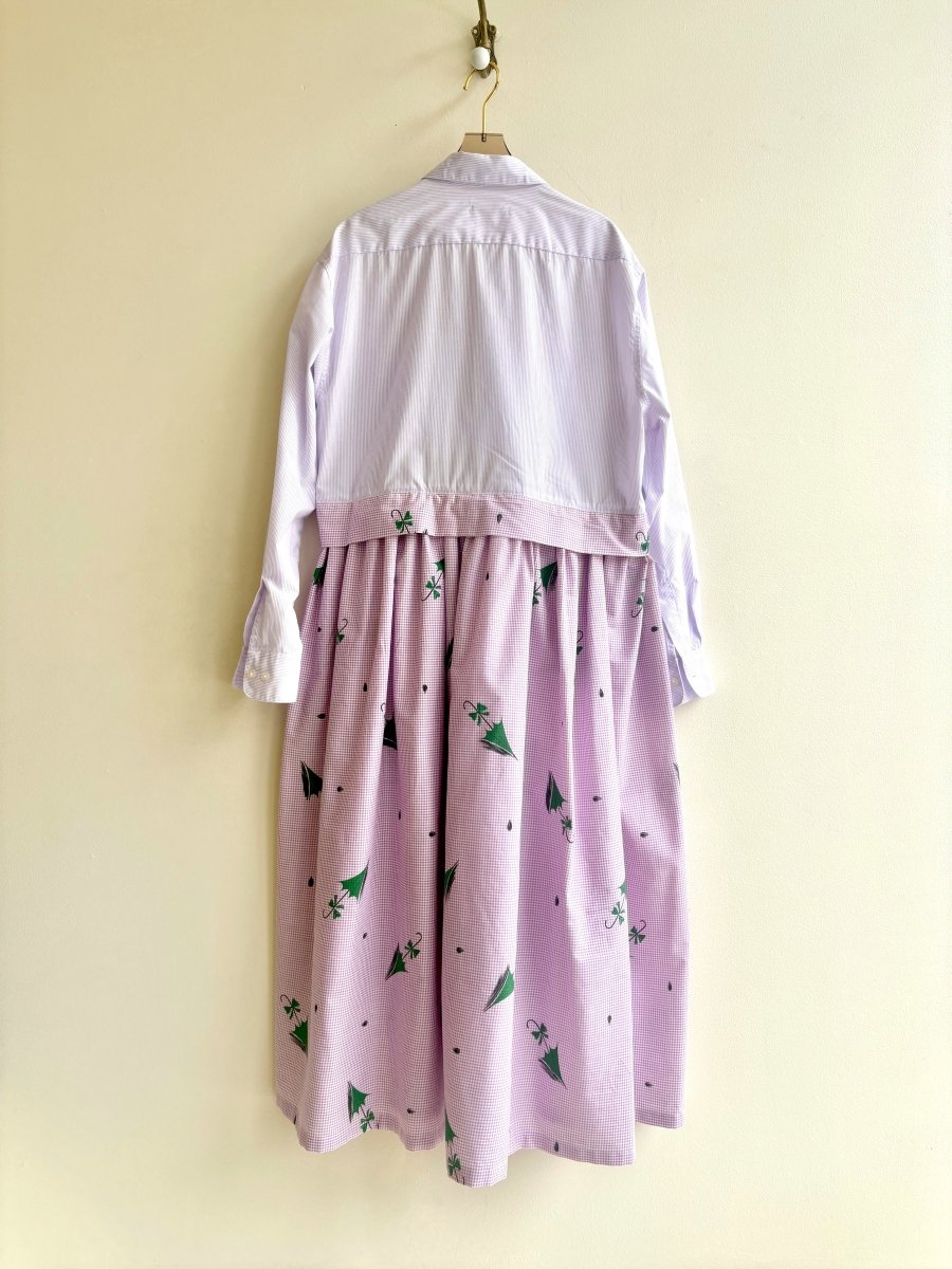Empire Shirtwaist Dress in Lavender Dragonfly Print & Retro Umbrella Gingham (Reworked) - Made X Hudson