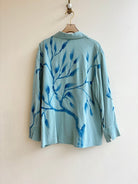 Floral Shadow Teal Blouse | Hand Painted (Reworked) - Made X Hudson