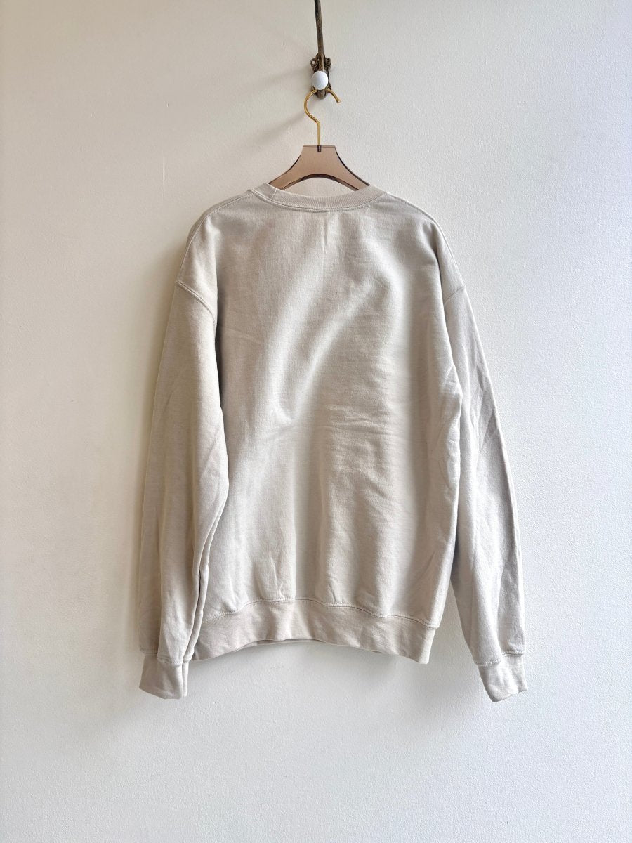 “Here’s Johnny” Six Face Beige & Navy Cyanotype Crew Neck Sweatshirt (Reworked) - Made X Hudson
