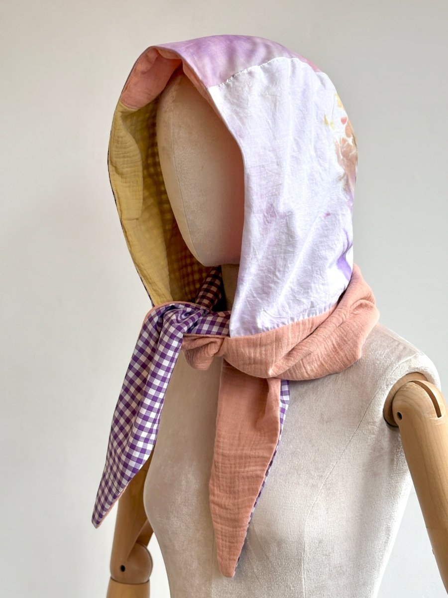 Hooded Patchwork Scarf in Pink & Purple - Made X Hudson