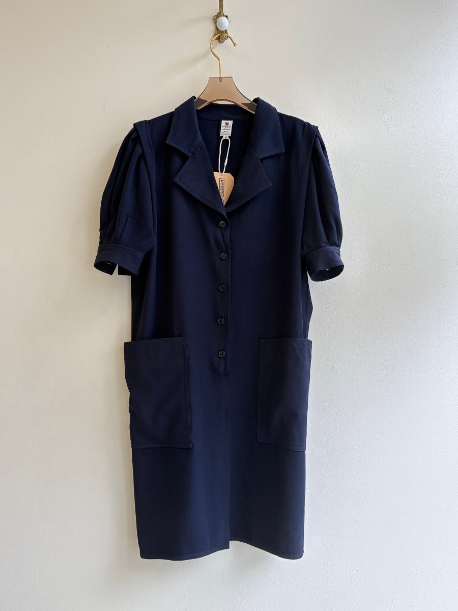 Ungaro | Navy Sack Dress w/ Puff Sleeve (Vintage) - Made X Hudson
