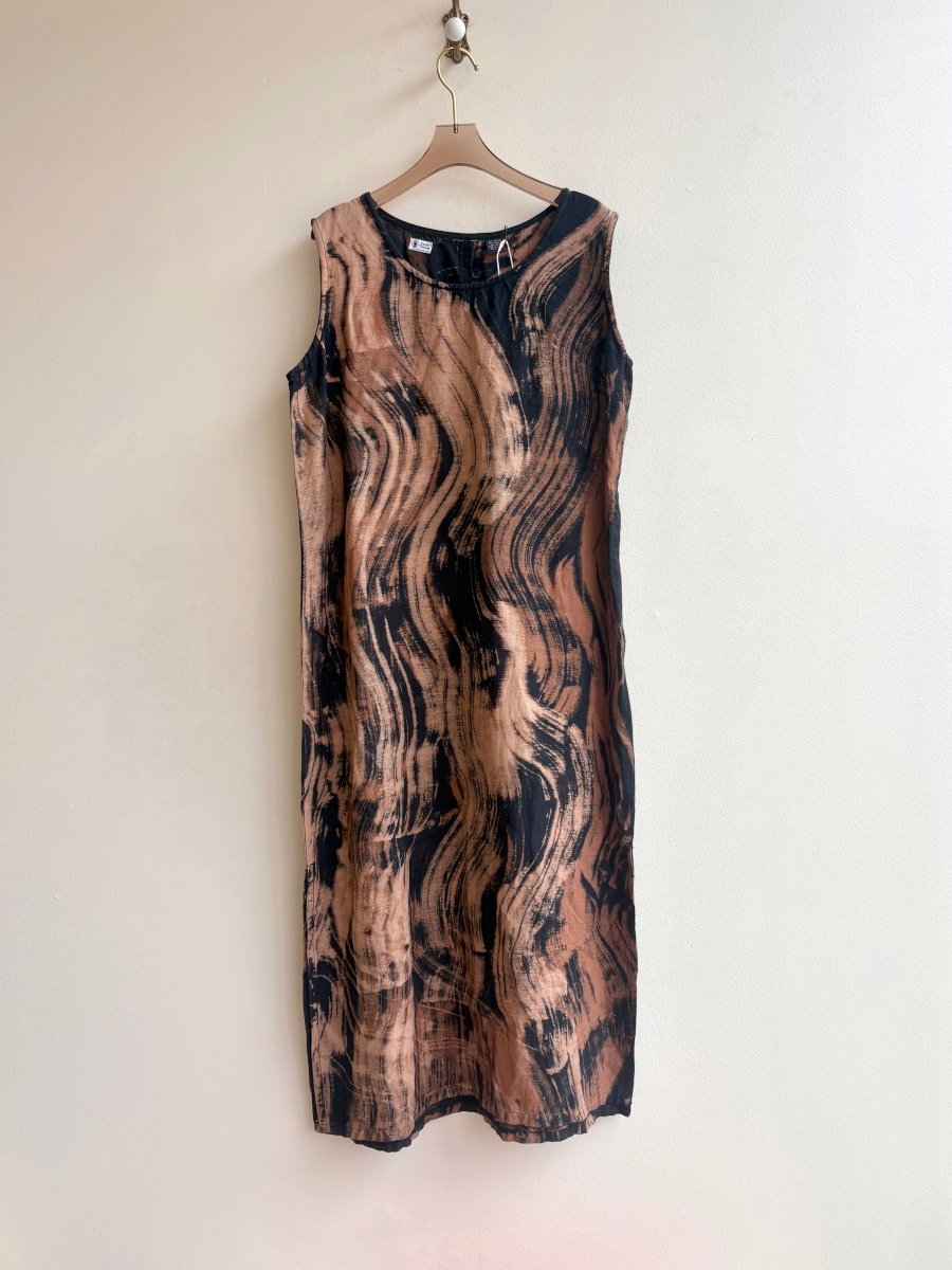 Brushstroke Linen Shift Dress in Black and Blush (Reworked) - Made X Hudson