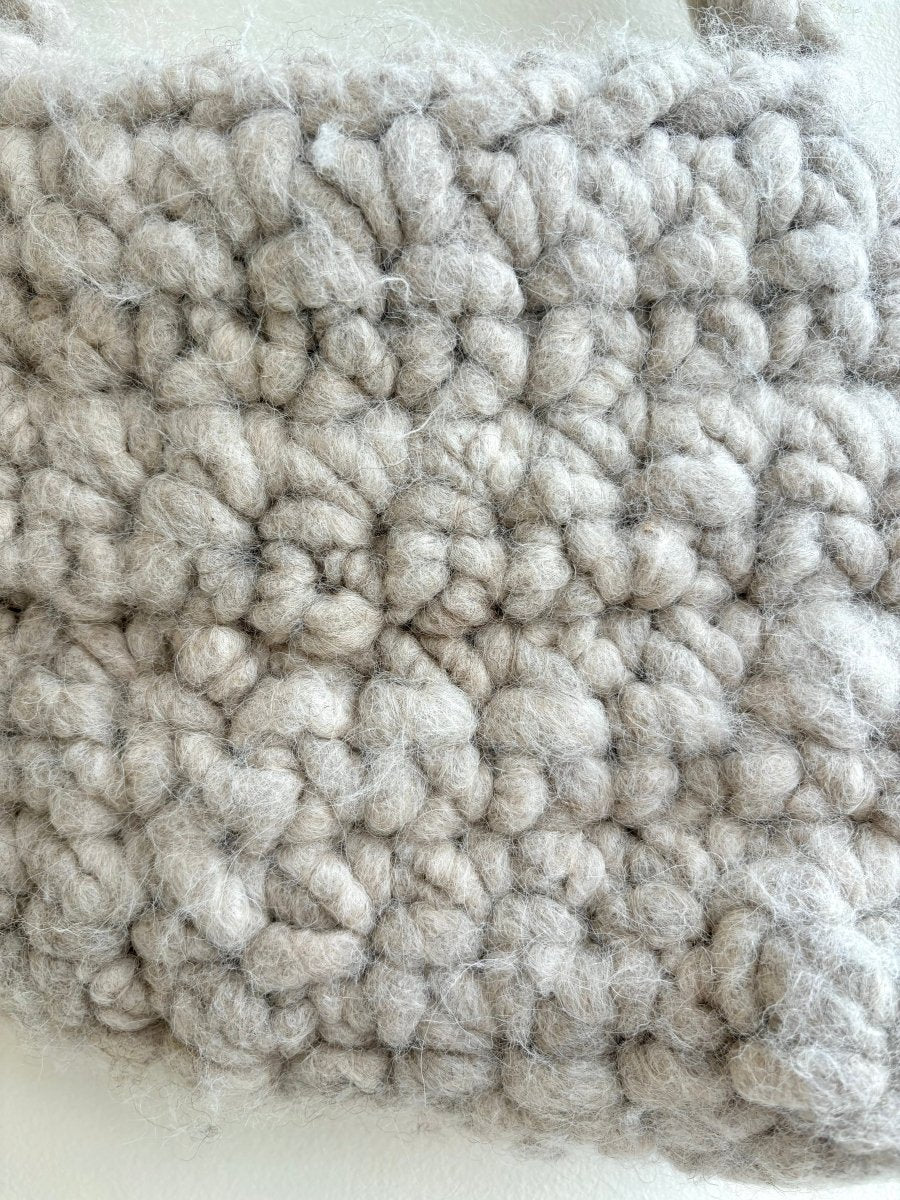 Cream White Chunky Wool Fiber Handmade Crochet Bag - Made X Hudson