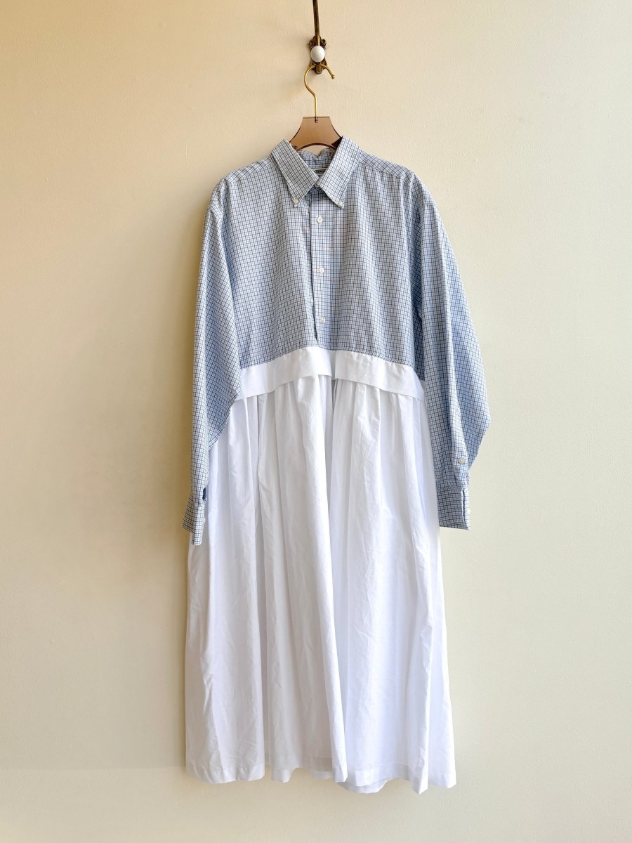 Empire Shirtwaist Dress in Blue, Green, & White Plaid (Reworked) - Made X Hudson