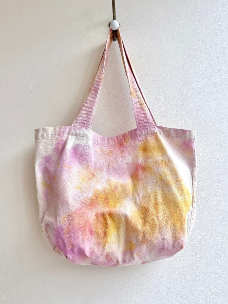 Organic Cotton Hand Dyed Tote | Sunset w/ White, Stripes & Paisley (Reworked) - Made X Hudson