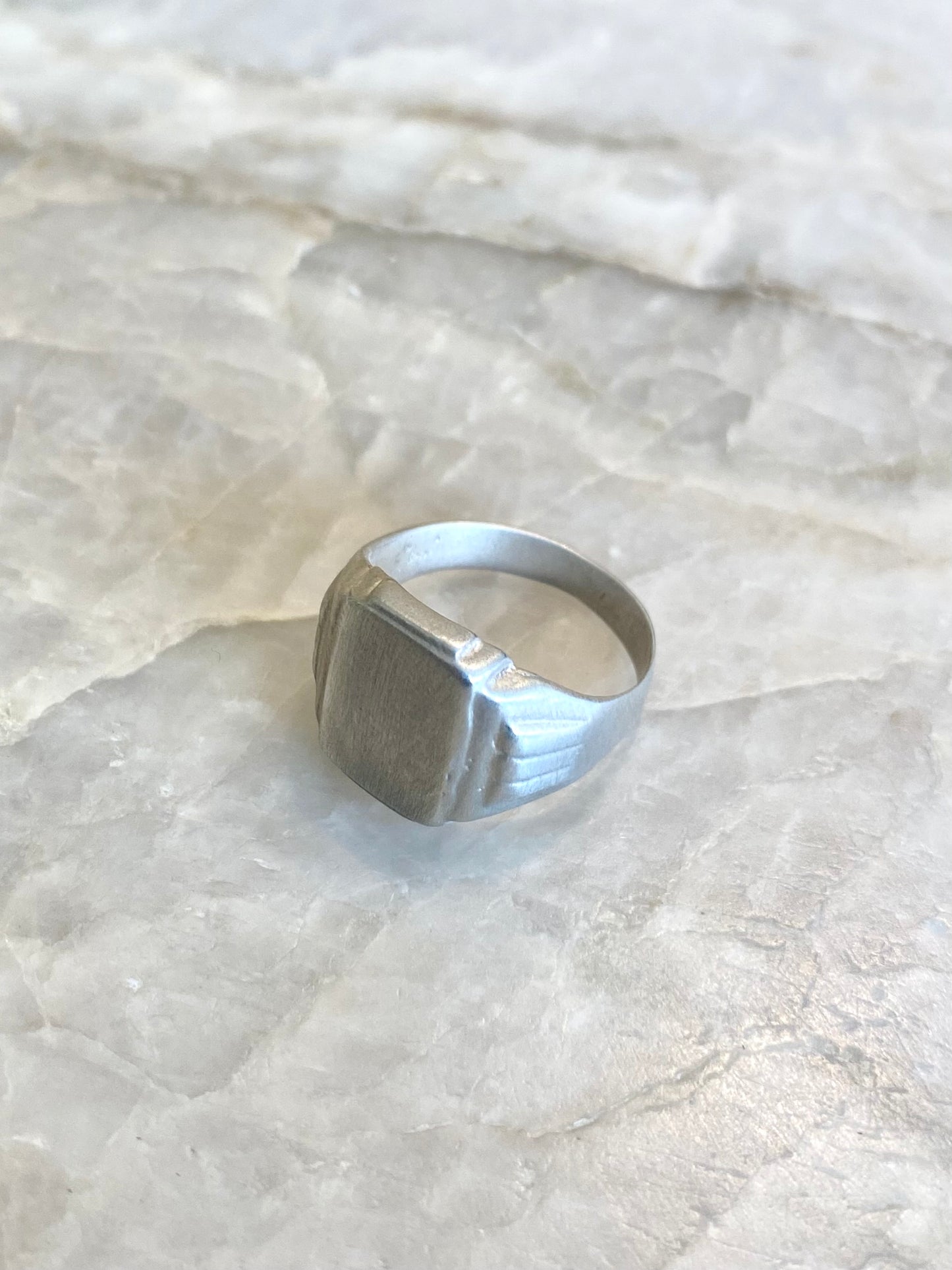 Solid Silver Square Signet Ring - Matte Polish