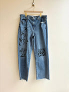 Shadow Floral Wide Leg Jeans | Hand Painted (Reworked) - Made X Hudson